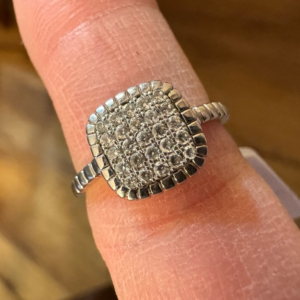 Silver Square Multi Stone Ring (Size 6) - image 1